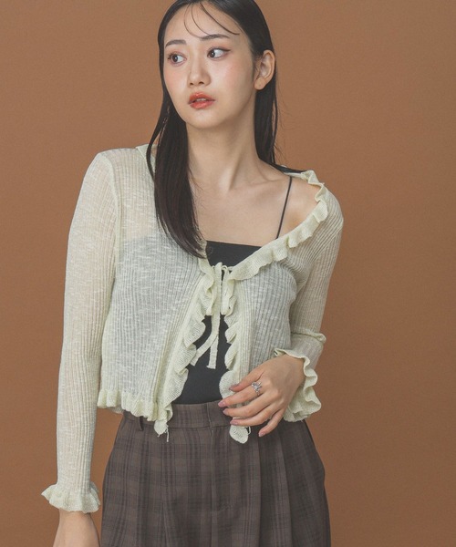 3.3 Field Trip (3.3フィールドトリップ)の「3.3 Field Trip/フリルリボンカーディガン(カーディガン/ボレロ・レディース・ホワイト/グリーン/ブラック・FREE)」の15枚目の写真