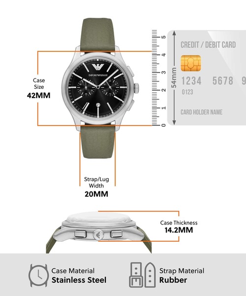 EMPORIO ARMANI(エンポリオアルマーニ)の「エンポリオ・アルマーニ 腕時計 メンズ アナログ レザー AR11693(アナログ腕時計・メンズ・グリーン・FREE)」の5枚目の写真
