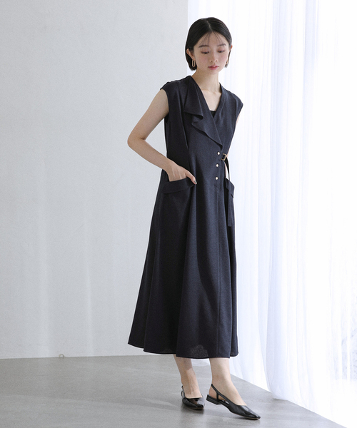 La TOTALITE（ラトータリテ）の「《追加》【洗える】アシメラペルツイルワンピース（ワンピース・レディース・ベージュ/ネイビー・36/38）」の10枚目の写真