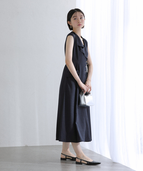 La TOTALITE（ラトータリテ）の「《追加》【洗える】アシメラペルツイルワンピース（ワンピース・レディース・ベージュ/ネイビー・36/38）」の11枚目の写真