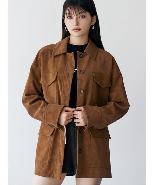 MURUA(ムルーア)の「フェイクスウェードワークジャケット(その他アウター・レディース・ベージュ/キャメル・FREE)」の2枚目の写真