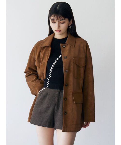 MURUA(ムルーア)の「フェイクスウェードワークジャケット(その他アウター・レディース・ベージュ/キャメル・FREE)」の4枚目の写真