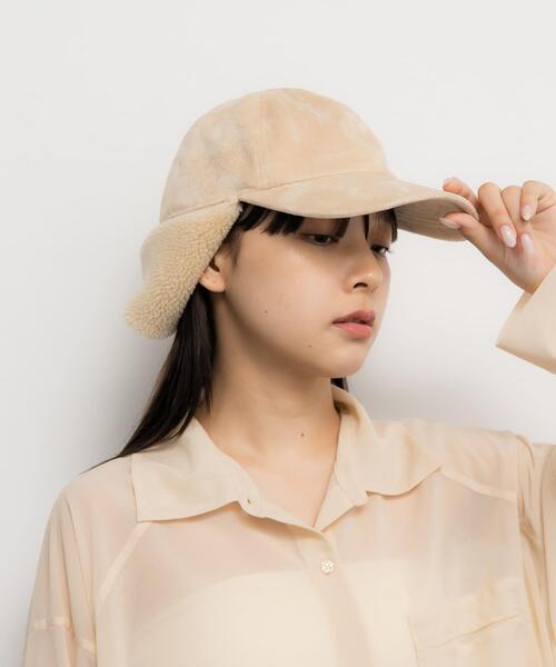 KBF（ケイビーエフ）の「フライトボアCAP（キャップ・レディース・ベージュ/ブラック・ONE）」の3枚目の写真