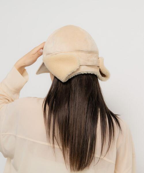 KBF（ケイビーエフ）の「フライトボアCAP（キャップ・レディース・ベージュ/ブラック・ONE）」の4枚目の写真