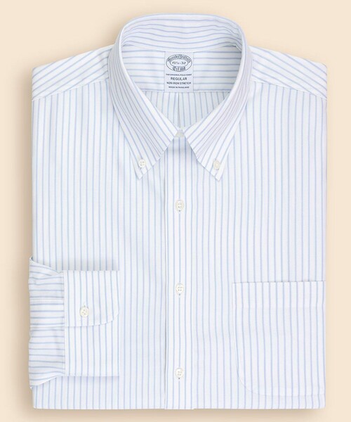 BROOKS BROTHERS(ブルックスブラザーズ)の「ストレッチドビー ストライプ ドレスシャツ Regular Fit(ビジネスシャツ・メンズ・ホワイト×ブルー・14 1/2-31/14 1/2-32/15-31/15-32/15 1/2-33/16-31/16-32/16-33/16 1/2-32/17-32/17-33/15-33/15 1/2-31/15 1/2-32/16 1/2-33)」の2枚目の写真