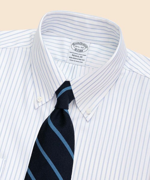 BROOKS BROTHERS(ブルックスブラザーズ)の「ストレッチドビー ストライプ ドレスシャツ Regular Fit(ビジネスシャツ・メンズ・ホワイト×ブルー・14 1/2-31/14 1/2-32/15-31/15-32/15 1/2-33/16-31/16-32/16-33/16 1/2-32/17-32/17-33/15-33/15 1/2-31/15 1/2-32/16 1/2-33)」の3枚目の写真