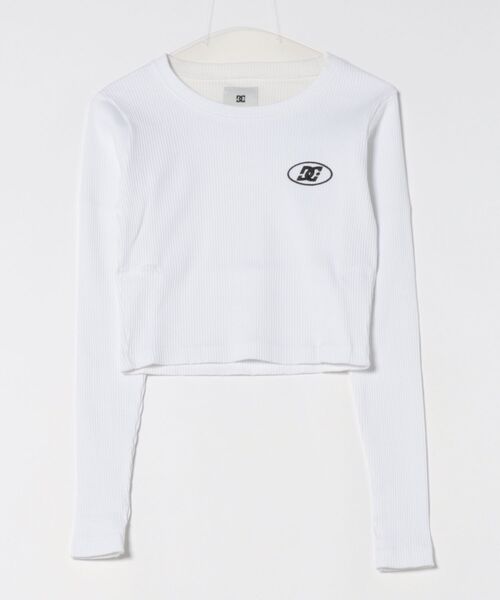 DC SHOES(ディーシーシューズ)の「25 WS TELECO SHORT L /DCレディースショート丈長袖ロンT(Tシャツ/カットソー・レディース・ホワイト/グレー/グレイッシュベージュ/ブラック/ブラック系その他・MEDIUM/LARGE)」の1枚目の写真