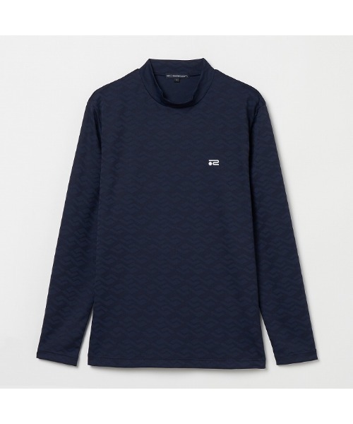 ロサーセン　ROSASEN　幾何学柄 ジャカード モックネック長袖シャツ Rosasen/GOLF】幾何学柄 ジャカード 長袖モックネック（シャツ
