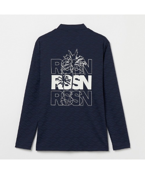 Rosasen/GOLF】幾何学柄 ジャカード 長袖モックネック（シャツ