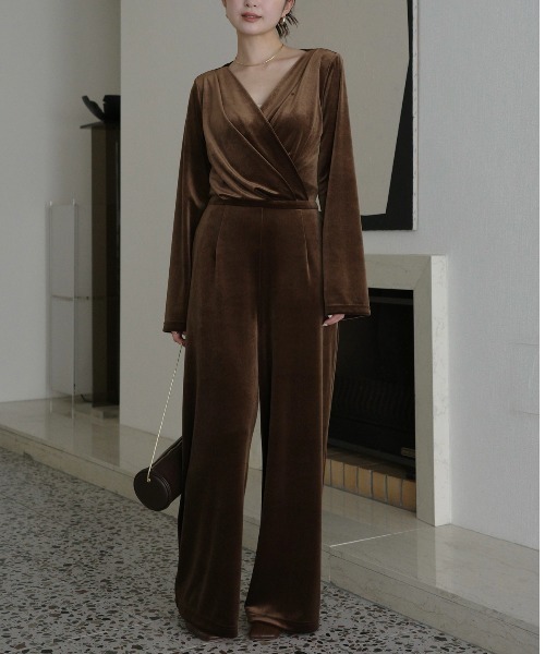 ベロアカットオールインワン（サロペット/オーバーオール）｜anuans