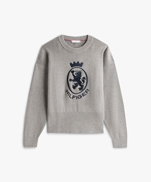 TOMMY HILFIGER(トミーヒルフィガー)の「バーシティグラフィックモックネックセーター(ニット/セーター・レディース・ホワイト/グレー・XX-SMALL/X-SMALL)」の6枚目の写真