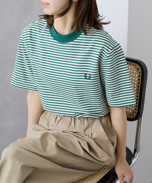 FRED PERRY(フレッドペリー)の「【FRED PERRY】FINE STRIPE HEAVYWEIGHT TSHIRT M6581(Tシャツ/カットソー・メンズ・グリーン/ミント/ブラック/グリーン系その他2・XL/L/M/S)」の10枚目の写真