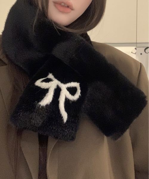 セール】リボン フェイク ファーティペット（マフラー）｜kirakiraShop