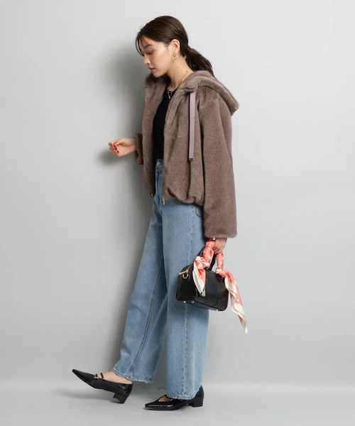 ジャスグリッティー JUSGLITTY ファー付き　グレー ジャスグリッティー JUSGLITTY ダブルジップファーパーカー