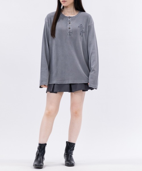 JOHN'S CLOSET(ジョンズクローゼット)の「【31】クロス刺繍 ダメージワッフル ロンT(Tシャツ/カットソー・メンズ・ブラック/グレー/チャコールグレー・MEDIUM/LARGE)」の22枚目の写真
