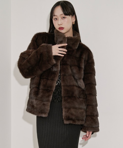 mink feel fur coat ミンクタッチファーコート（ブルゾン）｜Ezick