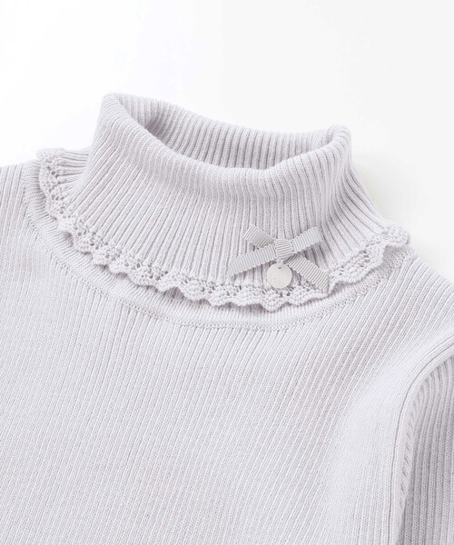 Tartine et Chocolat(タルティーヌエショコラ)の「【日本製】ソフトコットンリボンタートルネックセーター(80~140cm)(ニット/セーター・キッズ・グレー/オフホワイト/ピンク・110cm/100cm/120cm/130cm)」の11枚目の写真