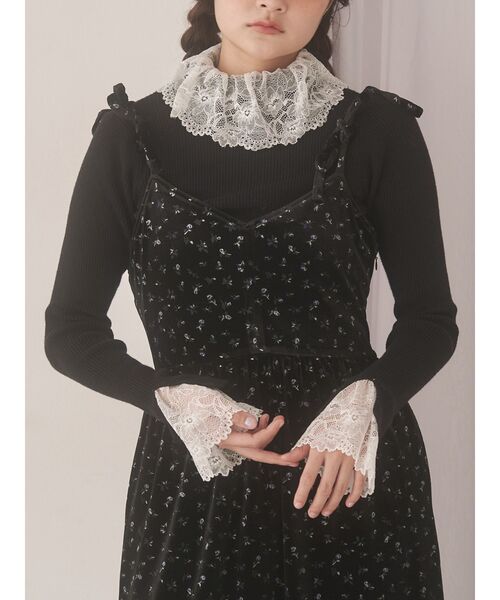 merry jenny（メリージェニー）の「レースリブニット（ニット/セーター・レディース・ピンク/アイボリー/ブラック/グレー・FREE）」の3枚目の写真