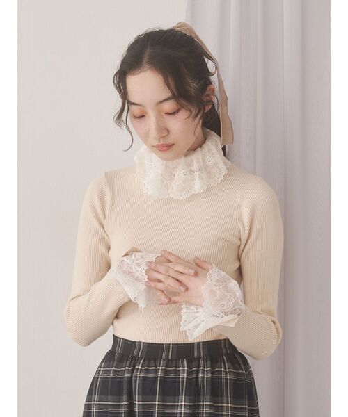 merry jenny（メリージェニー）の「レースリブニット（ニット/セーター・レディース・ピンク/アイボリー/ブラック/グレー・FREE）」の7枚目の写真