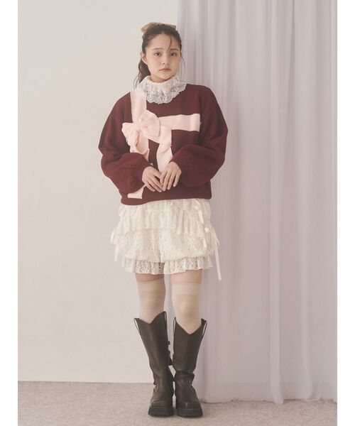 merry jenny（メリージェニー）の「レースリブニット（ニット/セーター・レディース・ピンク/アイボリー/ブラック/グレー・FREE）」の19枚目の写真