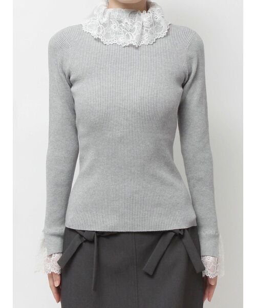 merry jenny(メリージェニー)の「レースリブニット(ニット/セーター・レディース・ピンク/アイボリー/ブラック/グレー・FREE)」の5枚目の写真