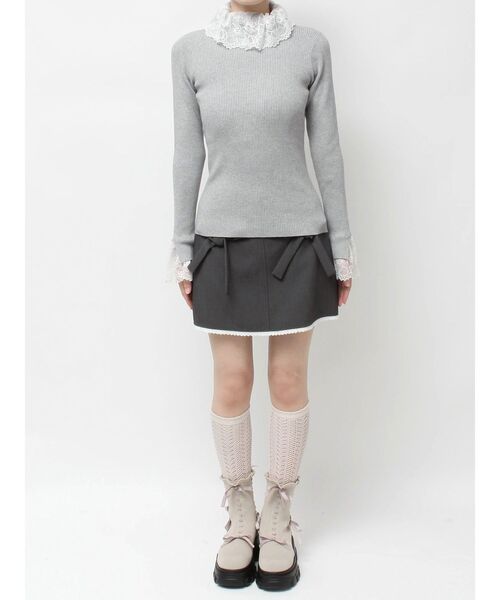 merry jenny(メリージェニー)の「レースリブニット(ニット/セーター・レディース・ピンク/アイボリー/ブラック/グレー・FREE)」の12枚目の写真