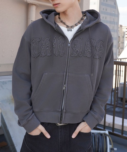 00s キャサリンハムネット 変形 短丈 ダブルジップパーカー ウール Y2K 00s キャサリンハムネット 変形 短丈 ダブルジップパーカー ウール Y2K