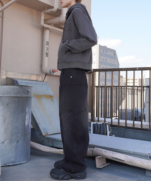 専用様 短丈ダブルジップパーカー/パッチワークロゴ/リアルツリー