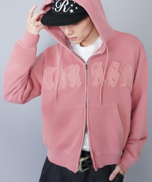 内田金吾くん着用】短丈ダブルジップパーカー/パッチワークロゴ/リアル