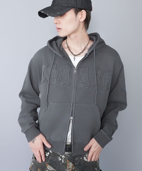 SPINNS（スピンズ）の「【内田金吾くん着用】短丈ダブルジップパーカー/パッチワークロゴ/アソート（ピグメント加工・リアルツリー）（パーカー・メンズ・ブラック系その他/グレー系その他/ブルー系その他/ピンク系その他/リアルツリーカモ・ONESIZE）」の15枚目の写真