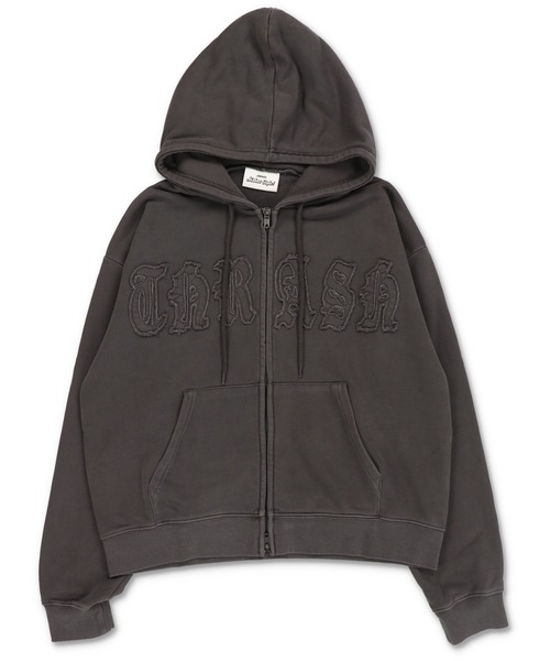 SPINNS（スピンズ）の「【内田金吾くん着用】短丈ダブルジップパーカー/パッチワークロゴ/アソート（ピグメント加工・リアルツリー）（パーカー・メンズ・ブラック系その他/グレー系その他/ブルー系その他/ピンク系その他/リアルツリーカモ・ONESIZE）」の8枚目の写真