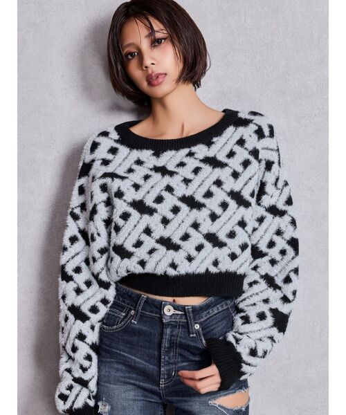 GYDA ジェイダ GGチェーンロゴラメニットトップス GGチェーンロゴラメニットトップス（ニット/セーター）｜GYDA