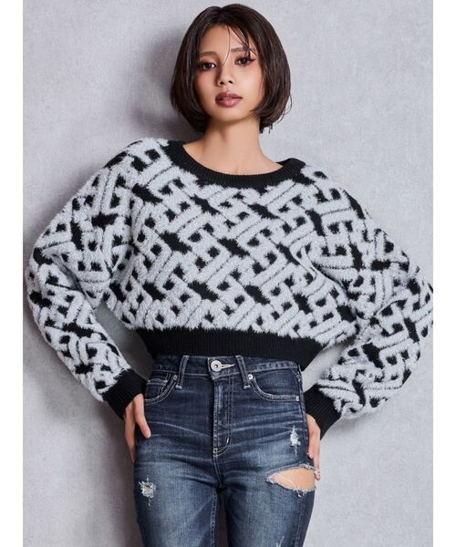 GGチェーンロゴラメニットトップス（ニット/セーター）｜GYDA