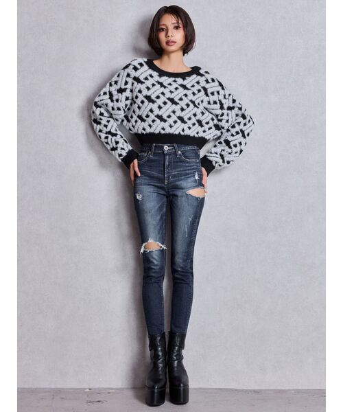 GYDA ジェイダ GGチェーンロゴラメニットトップス GGチェーンロゴラメニットトップス（ニット/セーター）｜GYDA