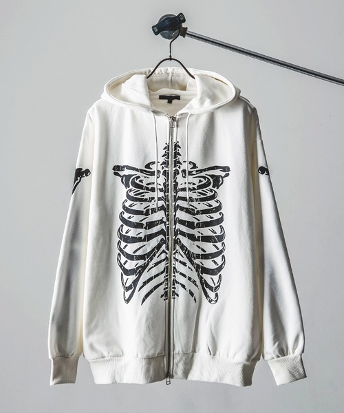 ボーングラフィック デビル ツノ フードデザイン ジップパーカー 裏