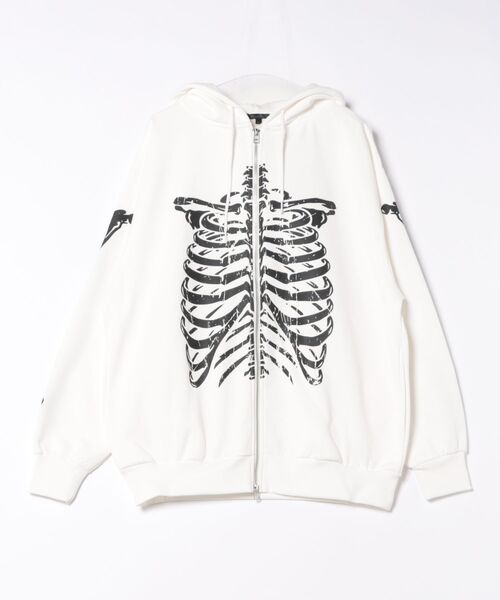 ボーングラフィック デビル ツノ フードデザイン ジップパーカー 裏