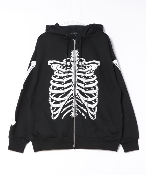 ボーングラフィック デビル ツノ フードデザイン ジップパーカー 裏