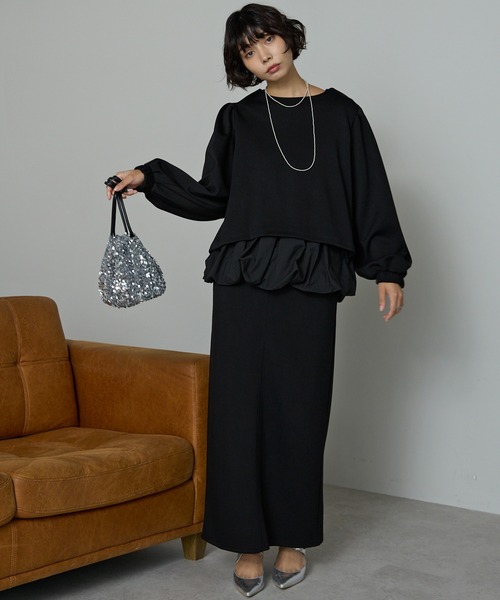 SOTT(ソット)の「【3点set】バルーンタンク&プルオーバー&スカート(アンサンブル・レディース・アイボリー/ブラック・FREE)」の6枚目の写真