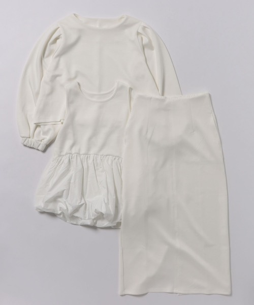 SOTT(ソット)の「【3点set】バルーンタンク&プルオーバー&スカート(アンサンブル・レディース・アイボリー/ブラック・FREE)」の15枚目の写真