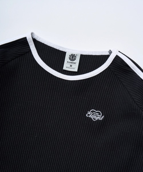 ELEMENT eden(エレメントエデン)の「ELEMENT レディース RIB LINE LS WOMEN ロンT 【2025年秋冬モデル】/エレメントセットアップ対応クロップド丈リブタイトシルエットリンガー長袖ロンT(Tシャツ/カットソー・レディース・ブラック/ブラック系その他/ホワイト・MEDIUM)」の11枚目の写真