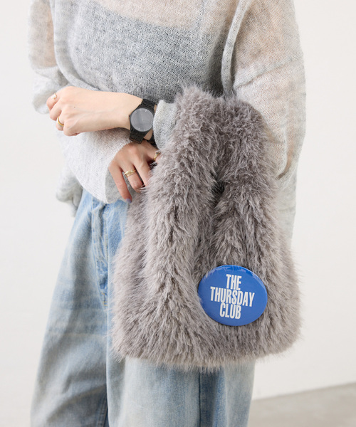 LE TALON(ルタロン)の「《追加》LETALON MIXFUR SHOPPER25(トートバッグ・レディース・アイボリー/チャコールグレー/ブラウン・FREE)」の3枚目の写真