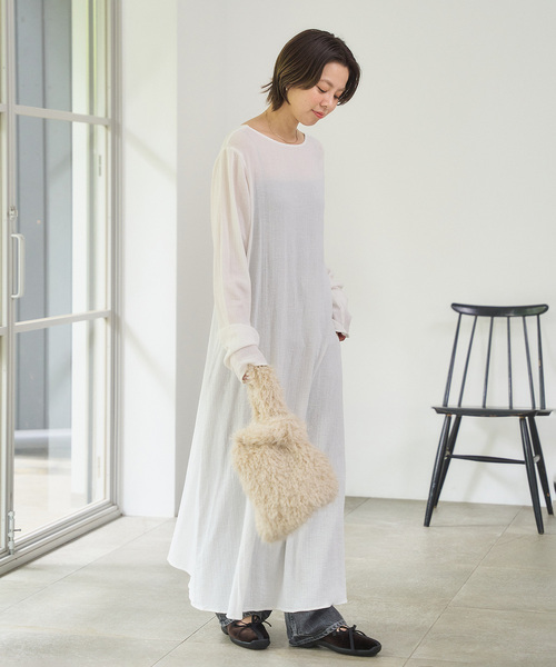 LE TALON(ルタロン)の「《追加》LETALON MIXFUR SHOPPER25(トートバッグ・レディース・アイボリー/チャコールグレー/ブラウン・FREE)」の6枚目の写真