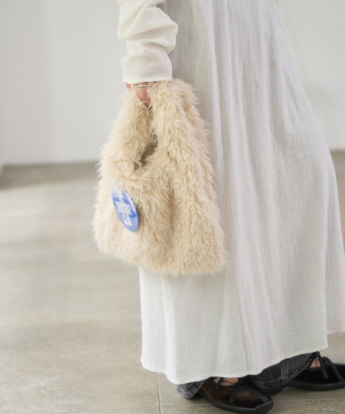 LE TALON(ルタロン)の「《追加》LETALON MIXFUR SHOPPER25(トートバッグ・レディース・アイボリー/チャコールグレー/ブラウン・FREE)」の8枚目の写真