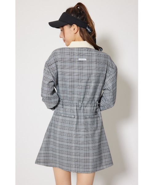 RIENDA GOLF】グレンチェックドロストワンピース 秋服 冬服