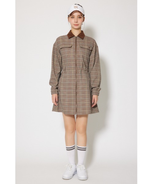 RIENDA GOLF】グレンチェックドロストワンピース 秋服 冬服