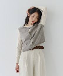 当日発送　S button layered knit tops Layered Button Knit TOP / レイヤードボタンニットトップス（Tシャツ