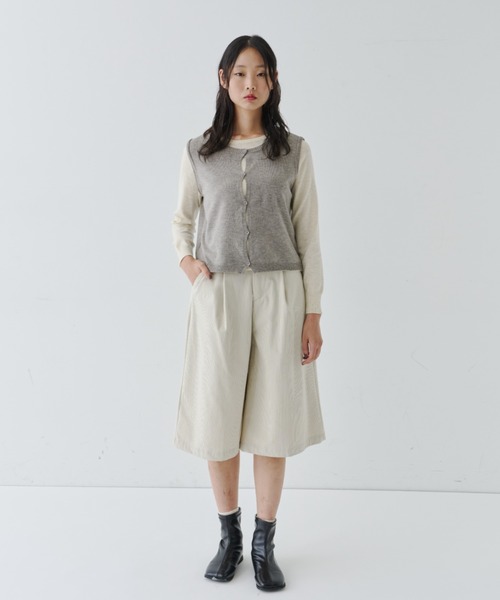 Layered Button Knit TOP / レイヤードボタンニットトップス（Tシャツ