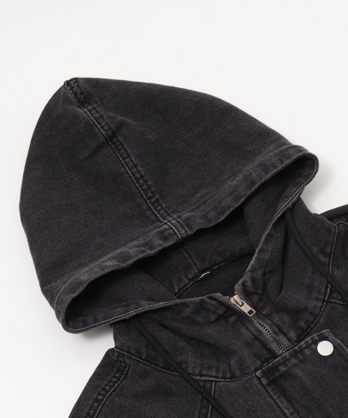 Figments（フィグメンツ）の「オーバーデニムパーカー（デニムジャケット・レディース・ブラック・FREE）」の3枚目の写真