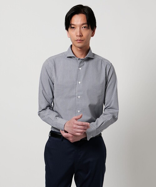 A DAY IN THE LIFE UNITED ARROWS(アデイインザライフユナイテッドアローズ)の「サッカー カッタウェイカラーシャツ‐吸水速乾‐<A DAY IN THE LIFE>(シャツ/ブラウス・メンズ・ネイビー/ホワイト/その他1/ロイヤルブルー・L/S/M/XL)」の4枚目の写真