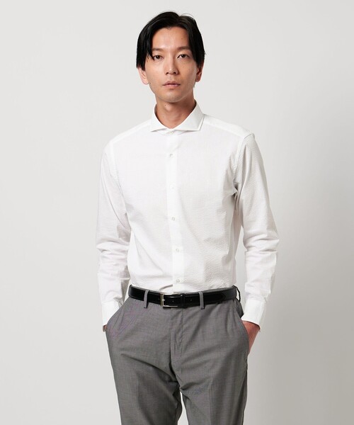 A DAY IN THE LIFE UNITED ARROWS(アデイインザライフユナイテッドアローズ)の「サッカー カッタウェイカラーシャツ‐吸水速乾‐<A DAY IN THE LIFE>(シャツ/ブラウス・メンズ・ネイビー/ホワイト/その他1/ロイヤルブルー・L/S/M/XL)」の7枚目の写真